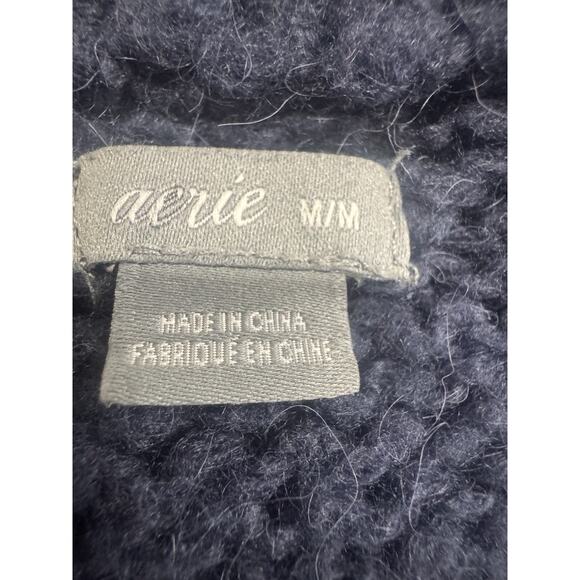 Navy Blue Pullover Sweater Cozy Knit Relaxed Fit - Picture 4 of 5